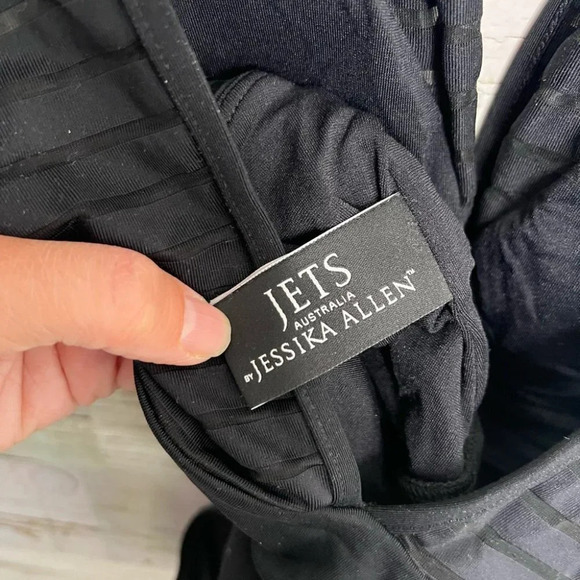 Jets by jessika Allen black striped sheer Australian one piece swimsuit size 4 - Picture 8 of 12